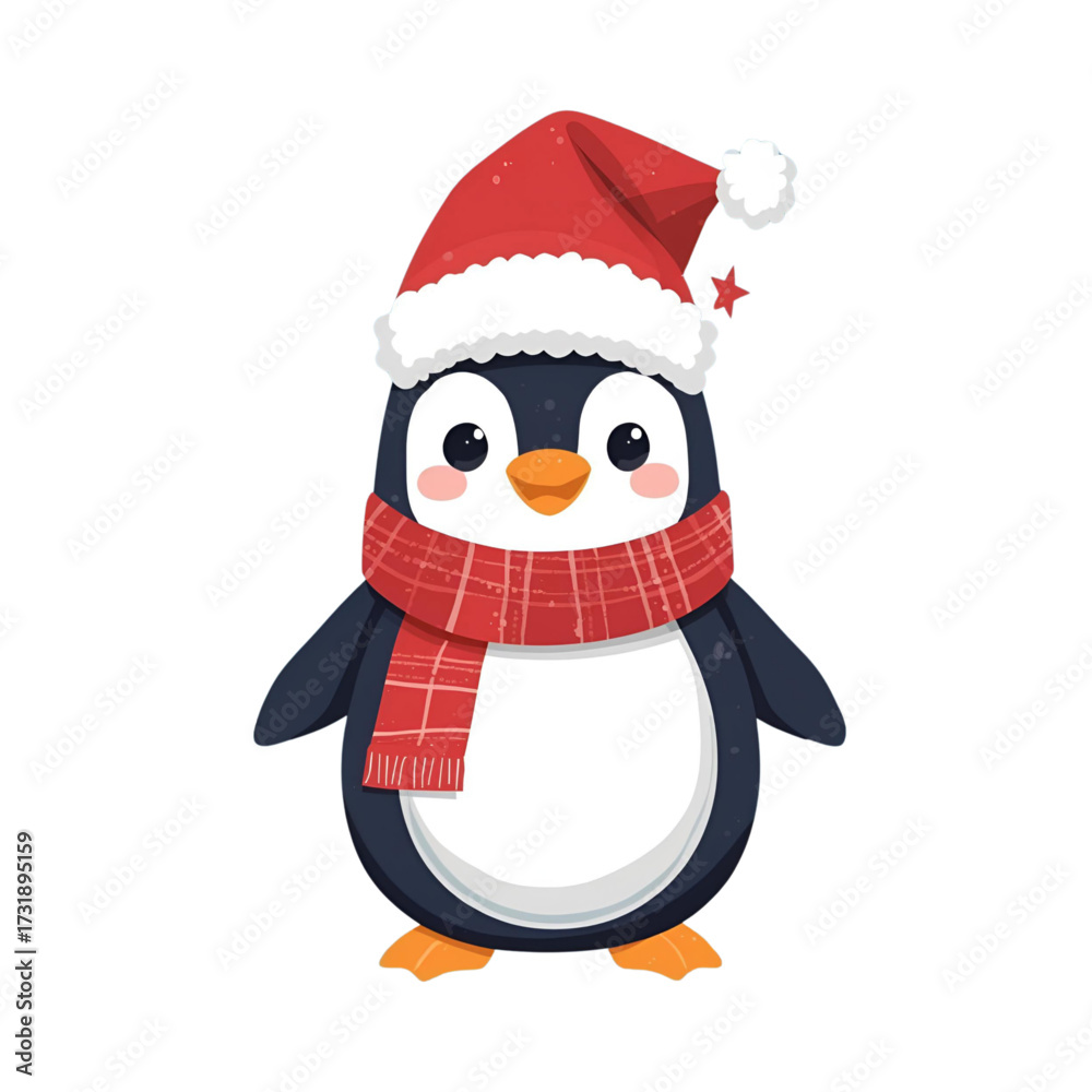 Naklejka premium penguin with santa hat