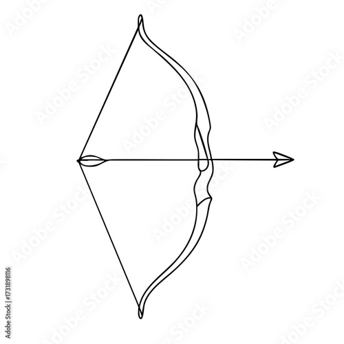 Archery bow and arrow illustration in minimalist design  