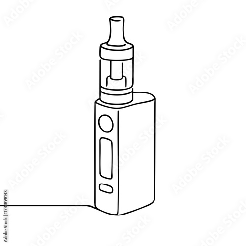 Outline of a modern vape device on a white background  