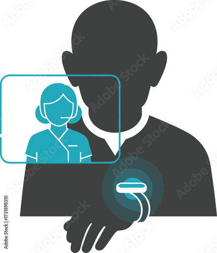 Elderly Remote Care Video Call, Senior Telehealth Support, Virtual Caregiver Assistance, Online Health Monitoring for Seniors