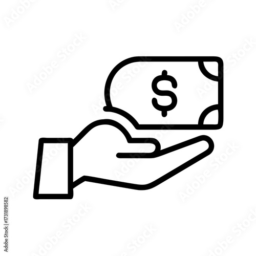 Hand holding dollar bills in financial transaction illustration  