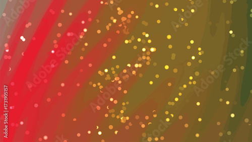 Abstract background of red and green colors with sparkling golden bokeh effect animation, Abstracts Twirls Particles, Stock royalty image.