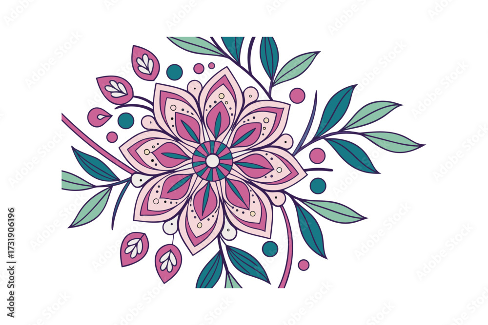 Fototapeta premium Floral Mandala Circular Decorative Vector Pattern