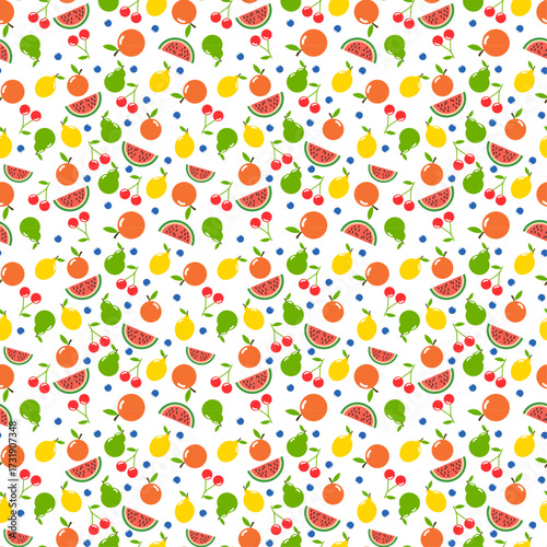 Creative colourful seamless fruity pattern background