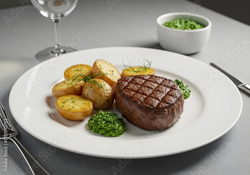 beef steak with potatoes