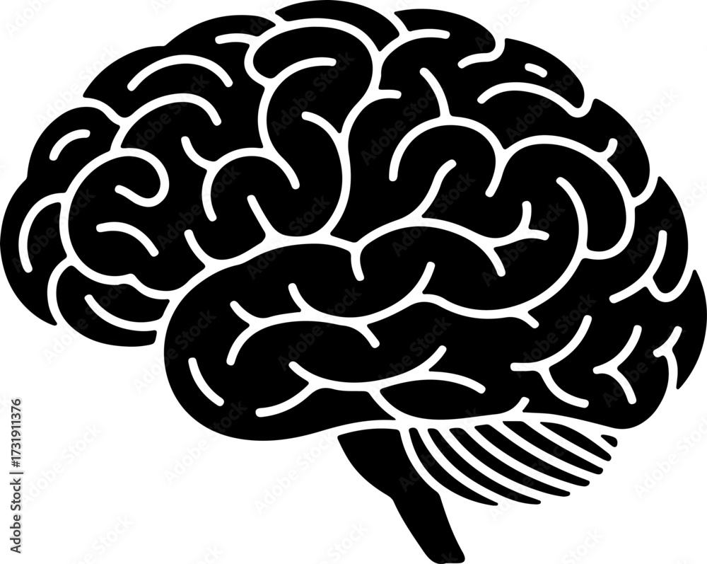 Fototapeta premium brain black silhouette vector illustration