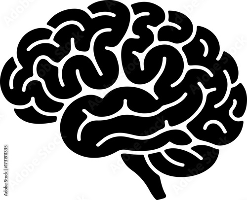 brain black silhouette vector illustration