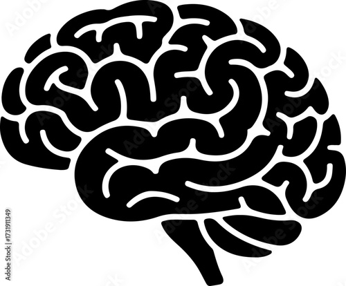 brain black silhouette vector illustration