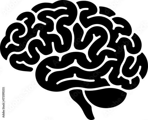 brain black silhouette vector illustration