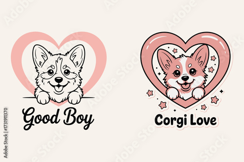 Cute corgi dog illustrations puppy cartoon