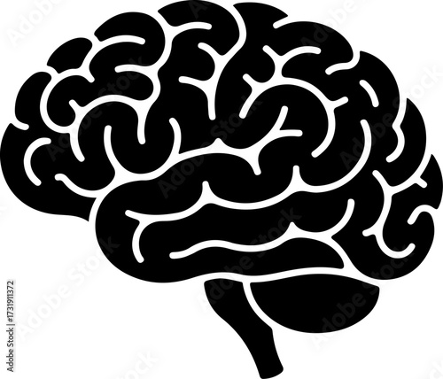 brain black silhouette vector illustration