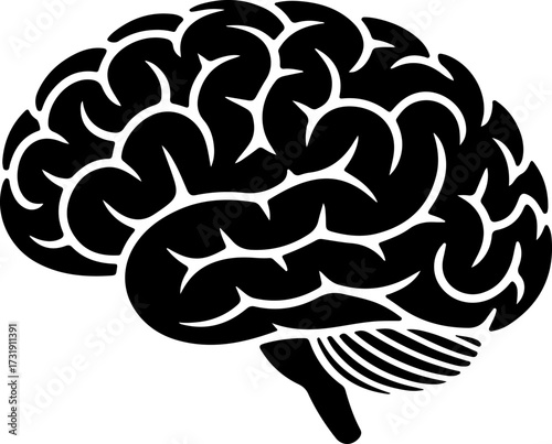 brain black silhouette vector illustration