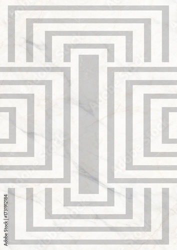 Geometric pattern with concentric squares and central vertical rectangle on a light textured background