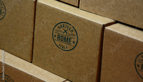 Rome arrived stamp and stamping