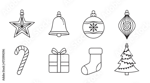set of christmass ornaments vector illustration
