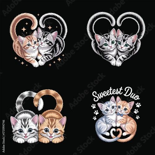 Adorable kittens forming heart shapes cats love