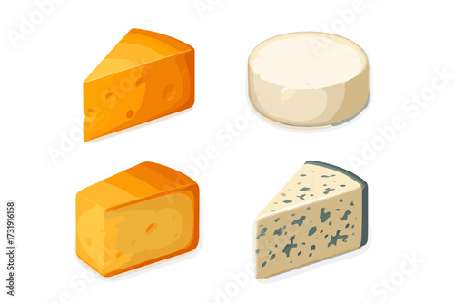 Assortment of delicious cheese varieties including cheddar, brie, and blue cheese
