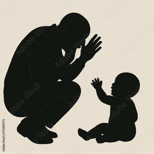 Grand Parent Playing with Baby Silhouette Early Childhood Development and Interaction