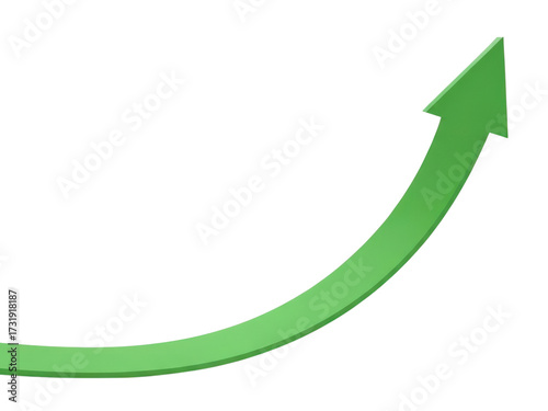 Green arrow points upward signifying progress growth and success in business