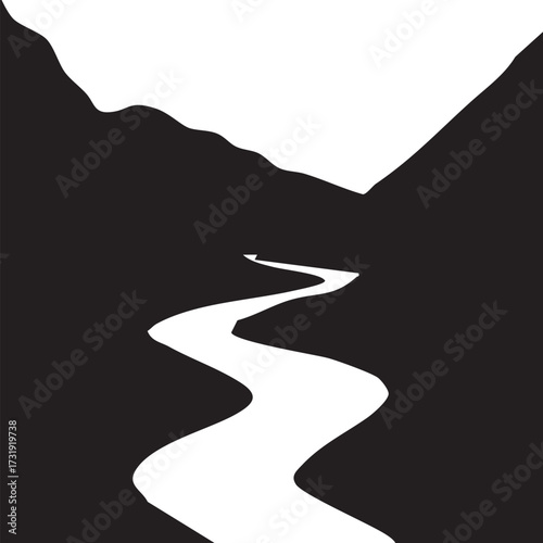 Fototapeta Silhouette of a winding river through a valley