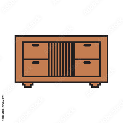 An antique brown wooden chest of drawers provides stylish storage for any home interior or bedroom