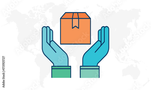 Vector art of hands holding a package for safe delivery and shipping