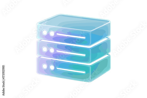 Modern data server stack with glowing indicators representing cloud computing and network infrastructure