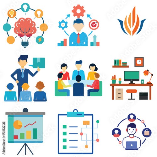 Creative brainstorming and idea generation background with colorful elements