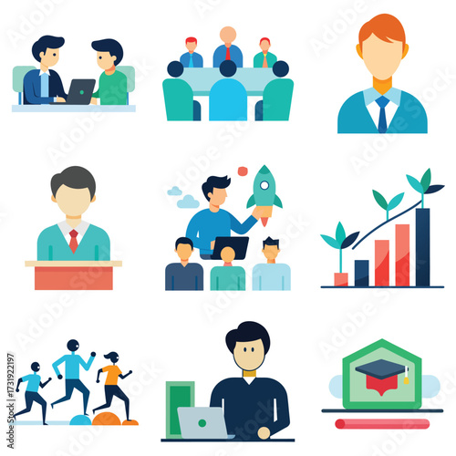 Business professionals collaborating in a modern office setting