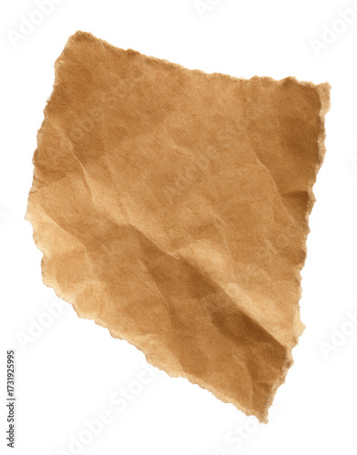 Scrap of ripped brown paper.