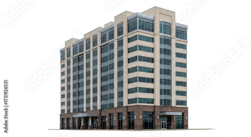 Obraz na plátně Isolated office building exterior on a neutral background, commercial property f