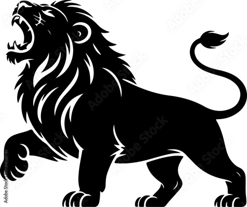 hungry lion silhouette vector illustration