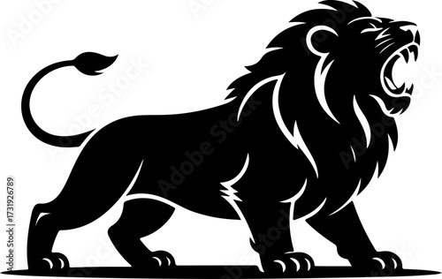 hungry lion silhouette vector illustration