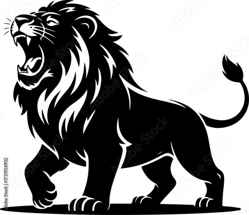 hungry lion silhouette vector illustration