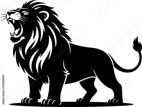 hungry lion silhouette vector illustration