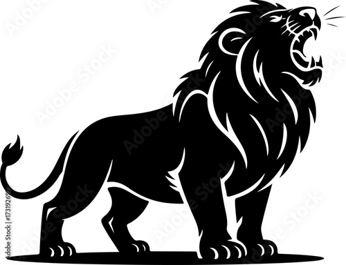 hungry lion silhouette vector illustration