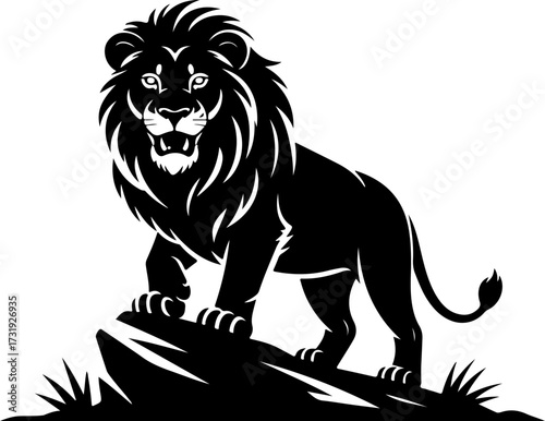 hungry lion silhouette vector illustration