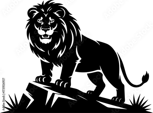 hungry lion silhouette vector illustration