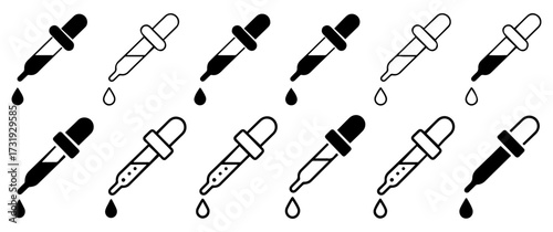 dropper and pipette icon set collection