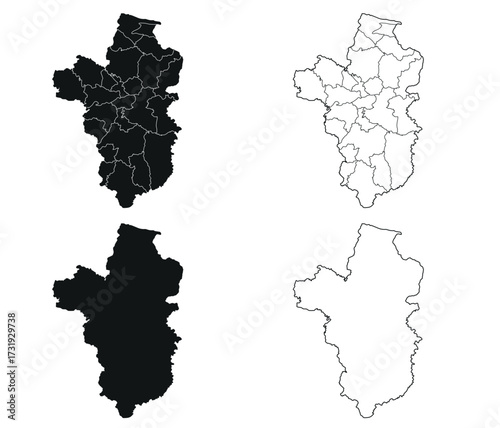 Ubon Ratchathani map is a province of Thailand, Graphic vector