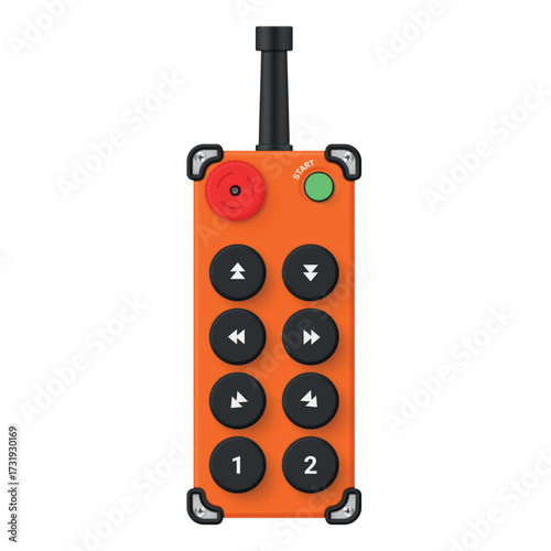 Illustration of a remote control crane designed for precision work in construction and industry.