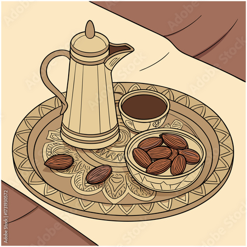 Luxurious Ramadan iftar table spread with lanterns, assorted savory and sweet dishes, glowing ambient lighting