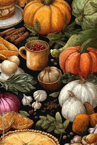 Autumn harvest food preparing for thanksgiving dinner