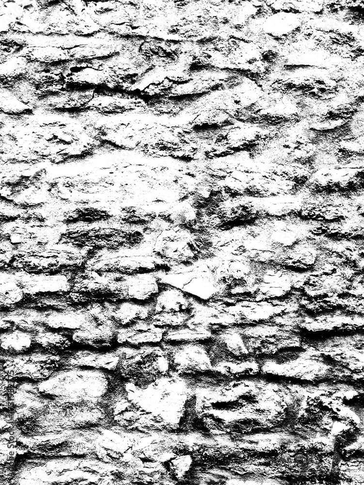 Fototapeta premium Heavy abstract grunge black and white distressed texture brick stone industrial overlay background