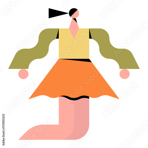 Flat vector character of a dancing woman