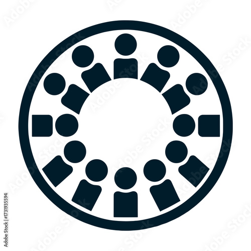 Round table discussion icon with people on a transparent background