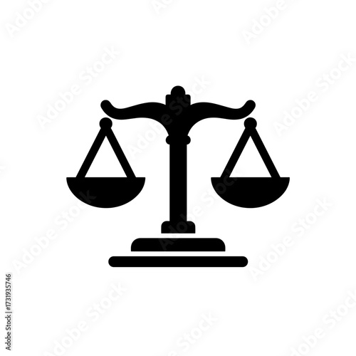 Balance scales icon symbolizing justice and equality in a minimalist style on a transparent background