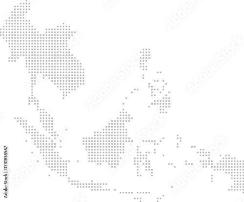 ASEAN (The Association of Southeast Asian Nations) – square dot grid vector map (Web Mercator projection, PPT-compatible & fully editable)
