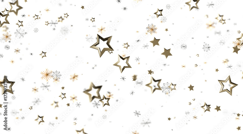 Obraz premium Elegant winter design with gold stars and snowflakes. Perfect for holidays, celebrations, and winter themes.