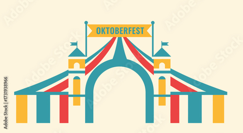Flat vector oktoberfest festival gate archway vector illustration design